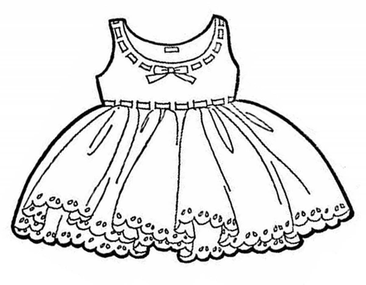 Раскраска «великолепное платье» для детей
