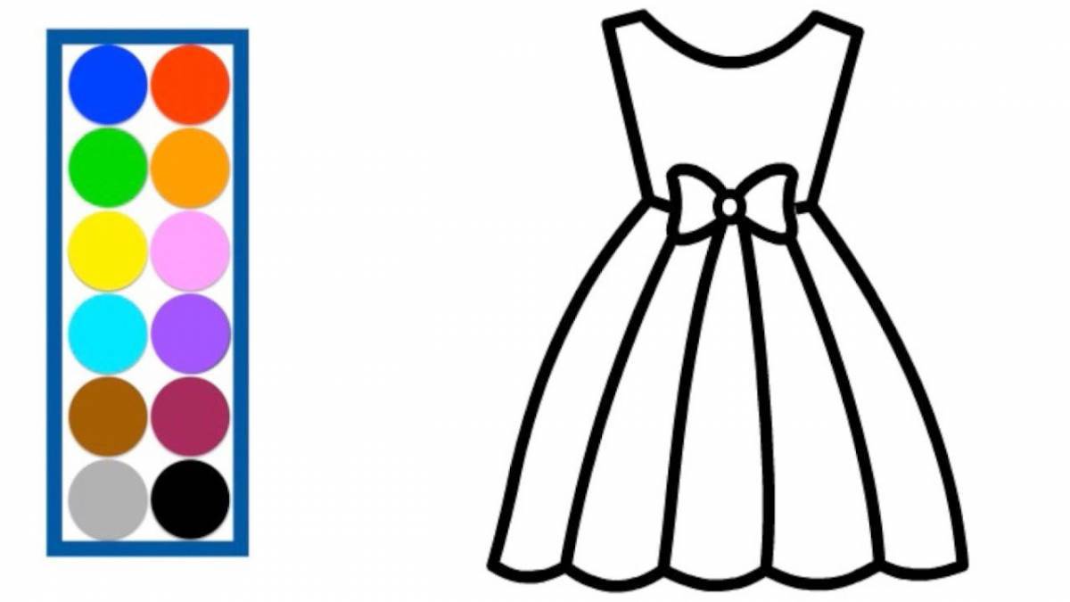 Coloring page cute dress for kids
