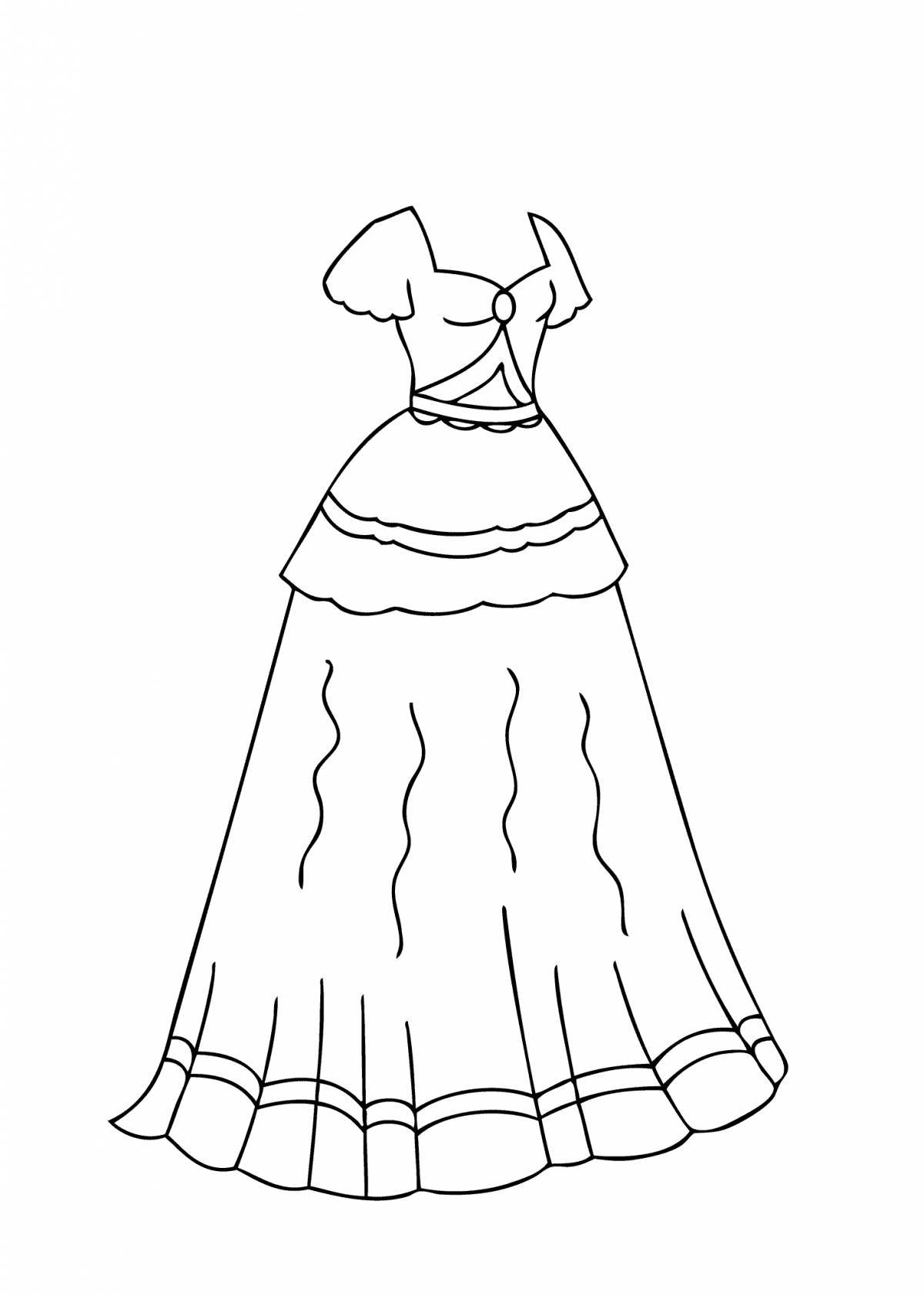 Coloring page glamorous dress for children