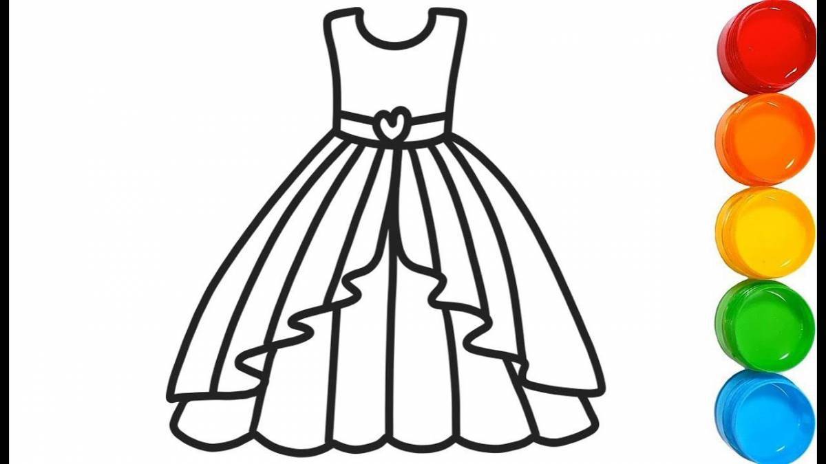 Раскраска стильное платье для детей