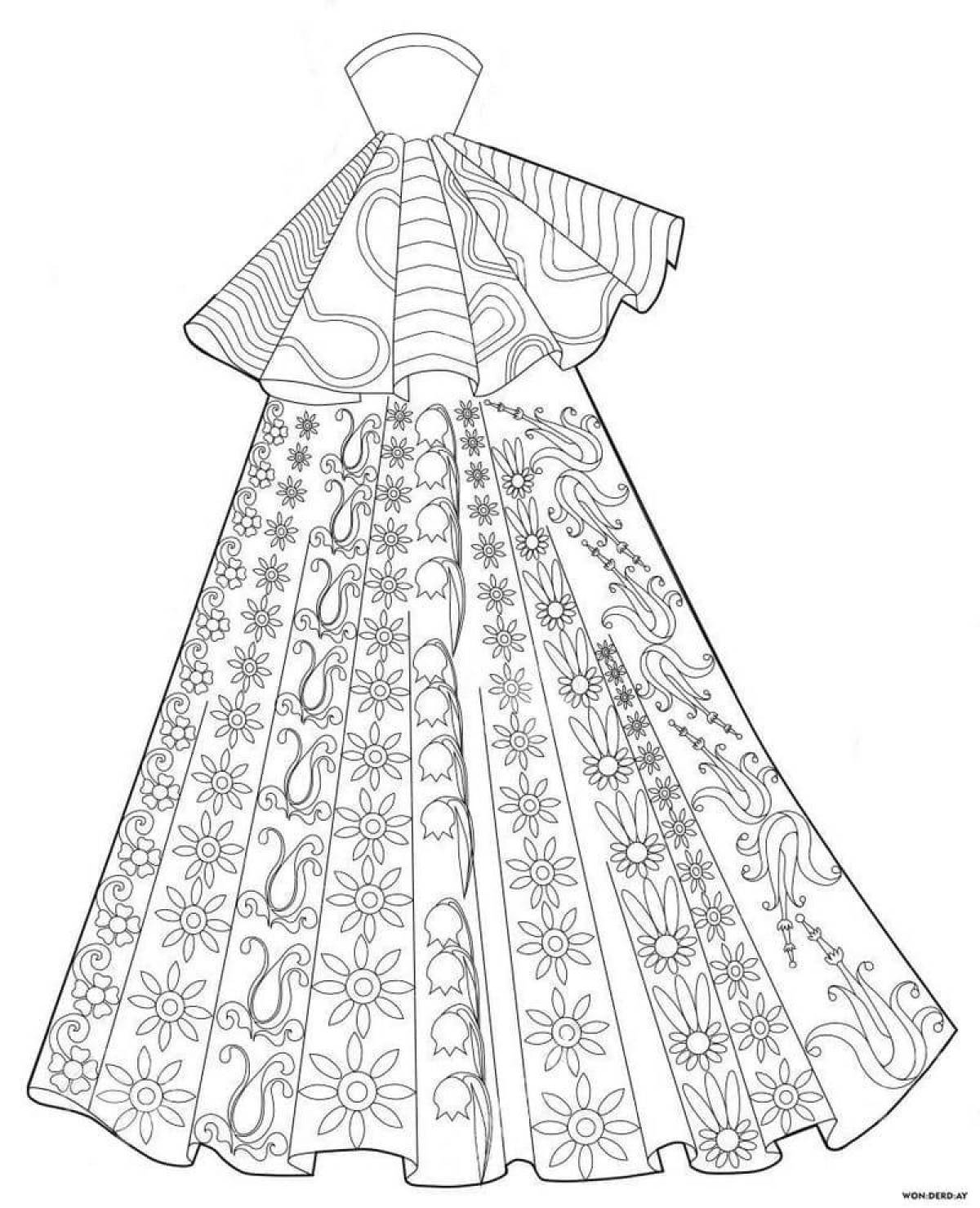 Coloring page graceful dress for children