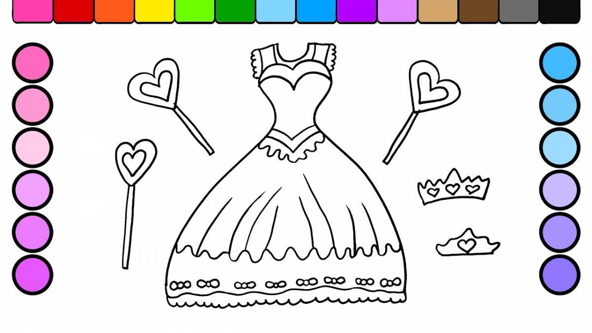 Coloring page dazzling dress for children