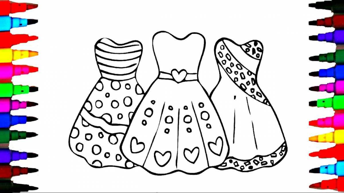 Attractive dress coloring book for kids