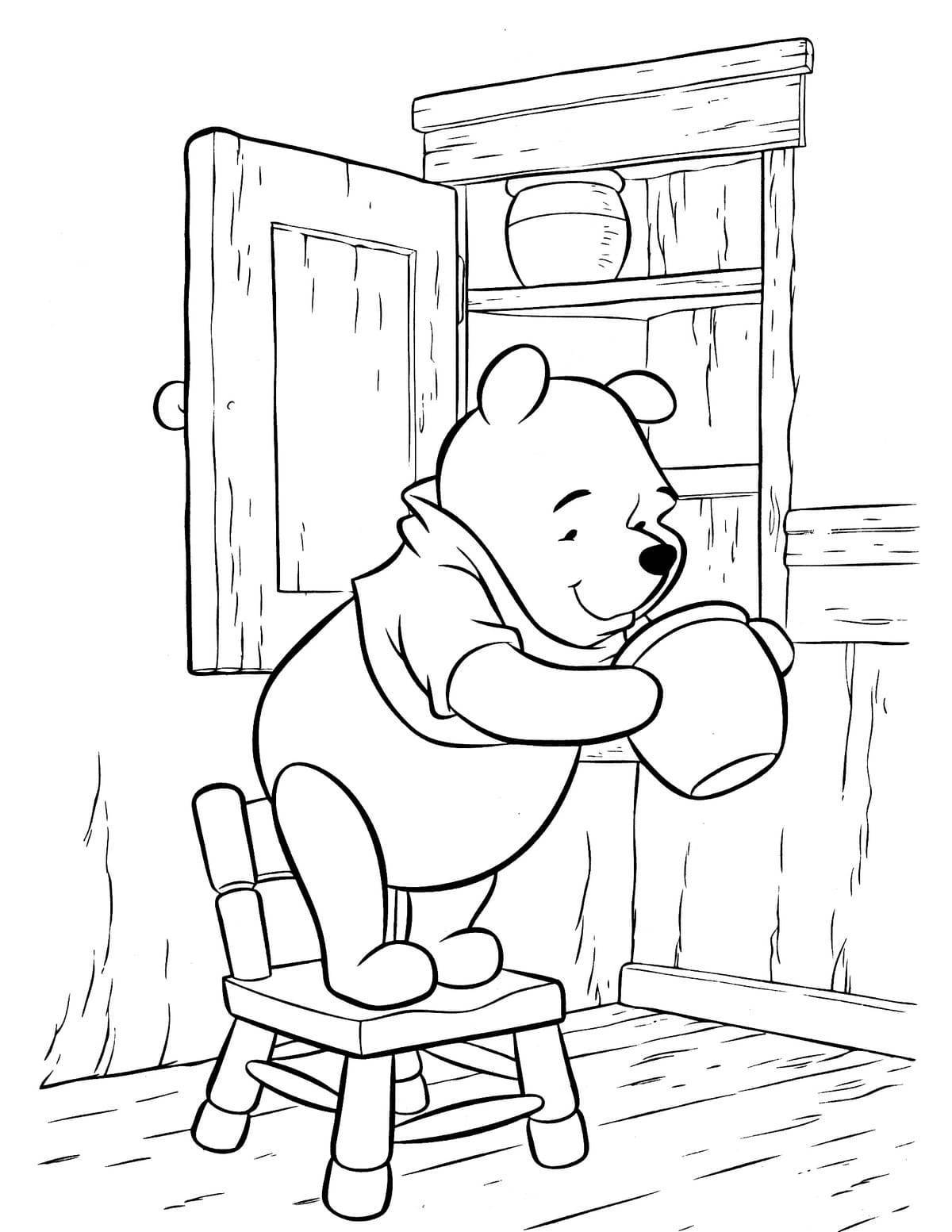 Winnie the Pooh playful coloring