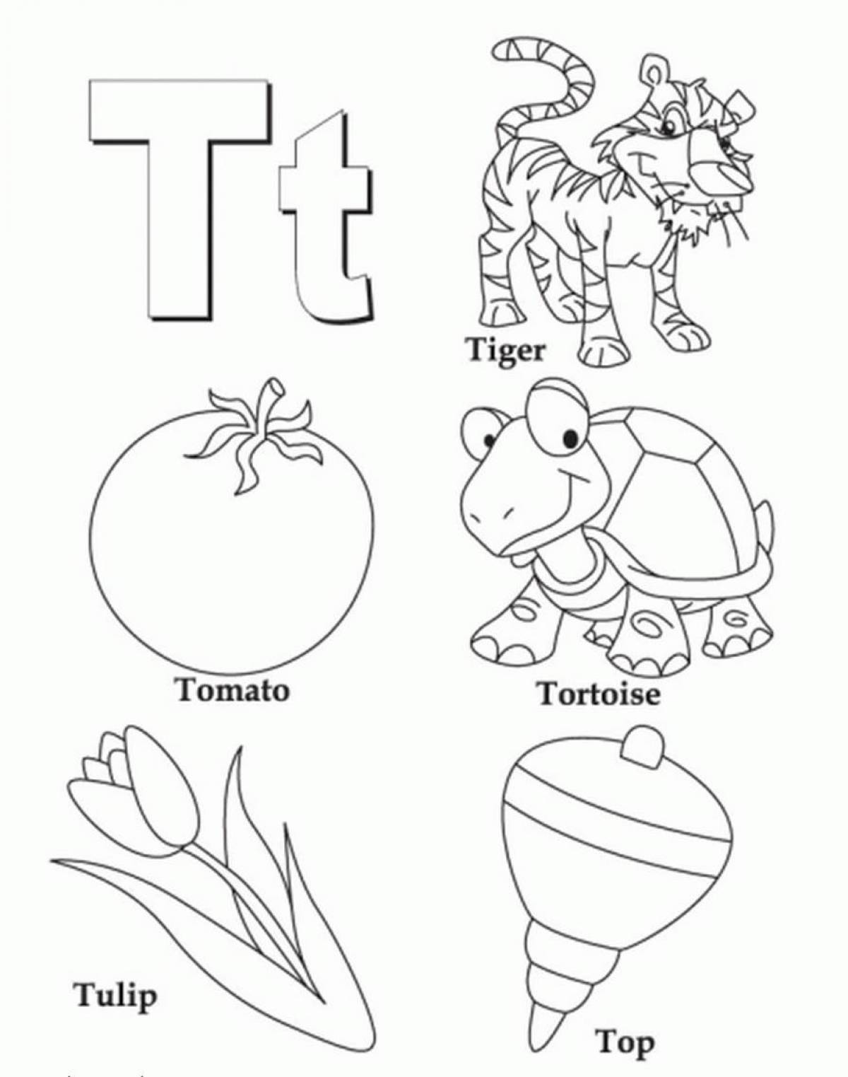 Fashion coloring pages with english letters