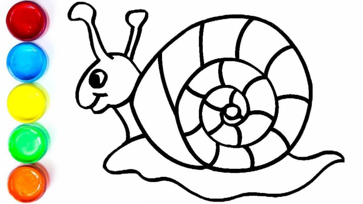 Cute snail coloring book for kids
