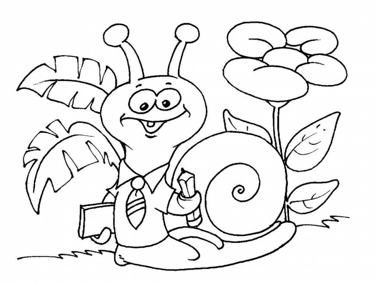 Coloring book shining snail for kids