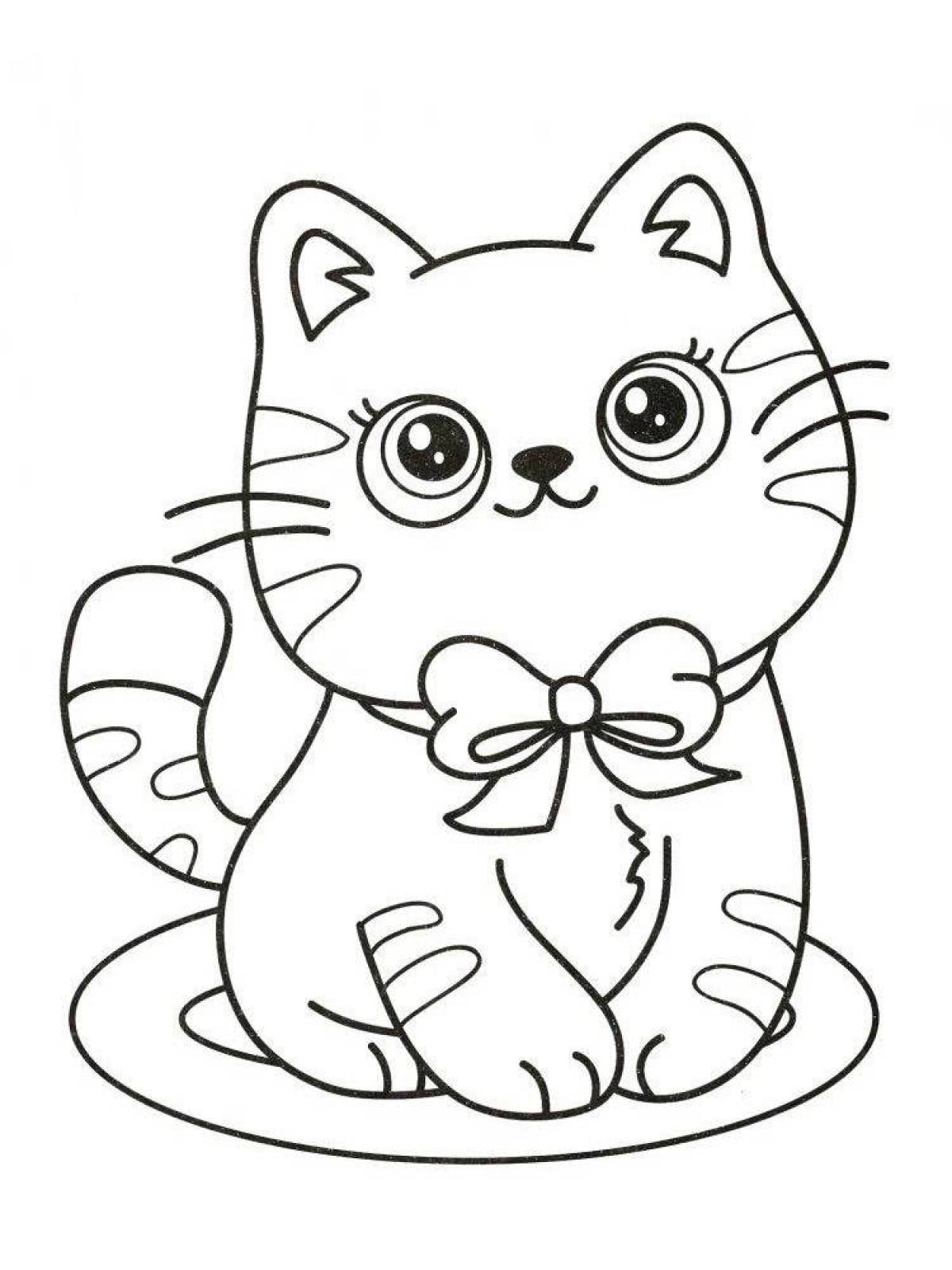 Раскраска любознательный котенок для детей