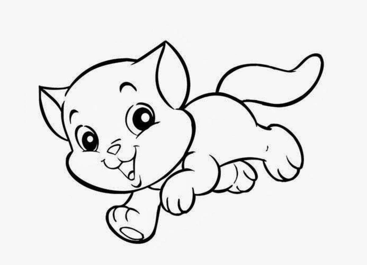 Любопытный котенок раскраски для детей