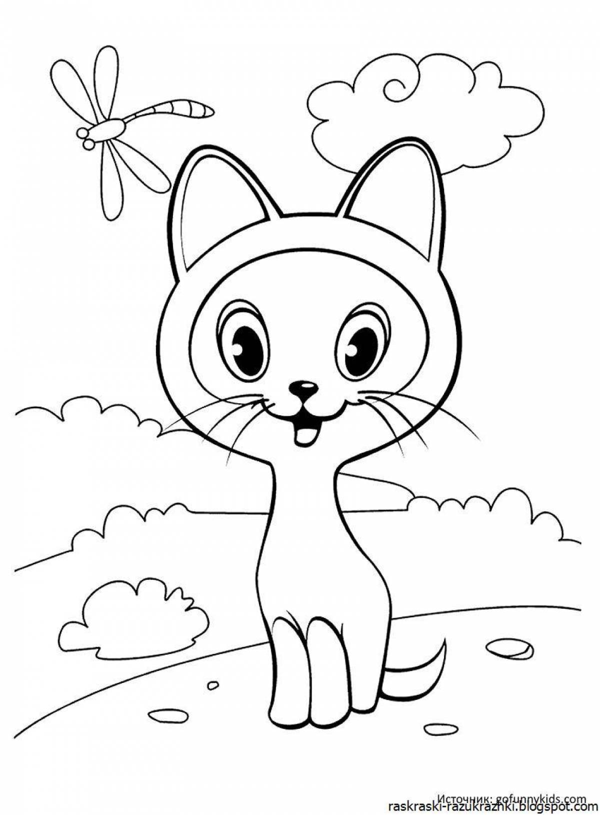 Раскраска симпатичный носатый котенок для детей