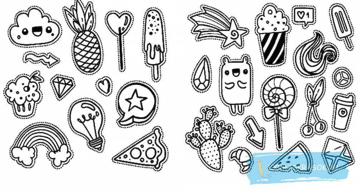 Colorful coloring pages small stickers