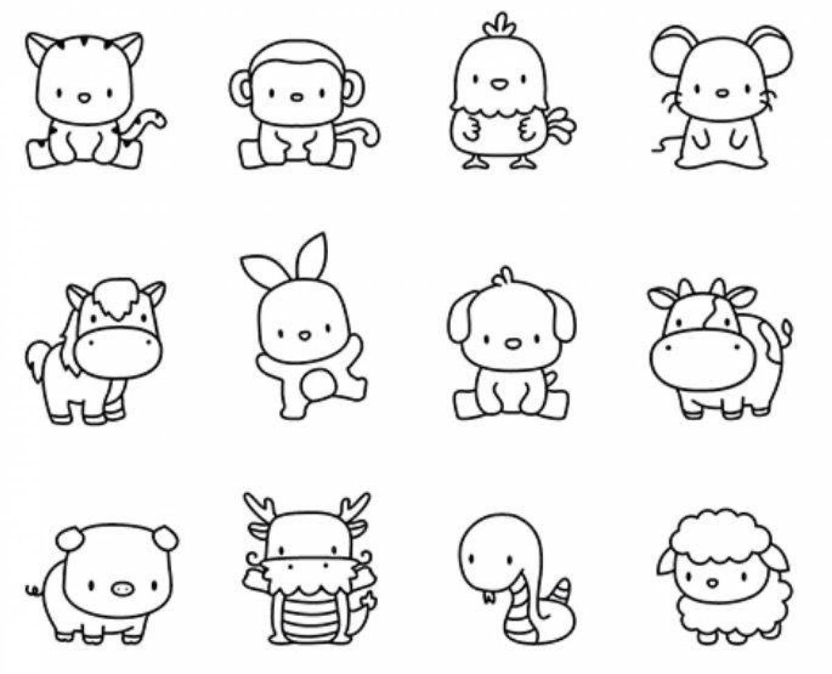 Small stickers with playful coloring pages