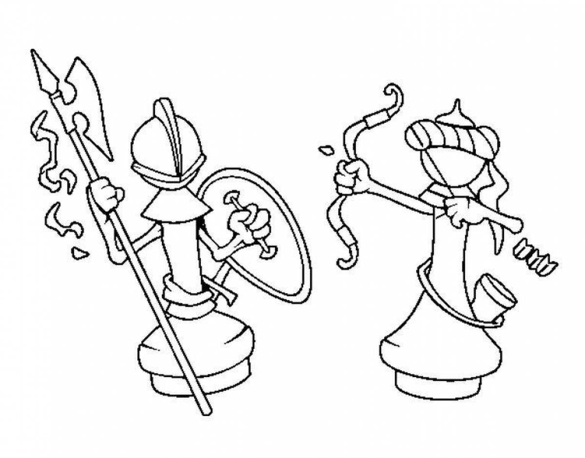 Exotic chess coloring page