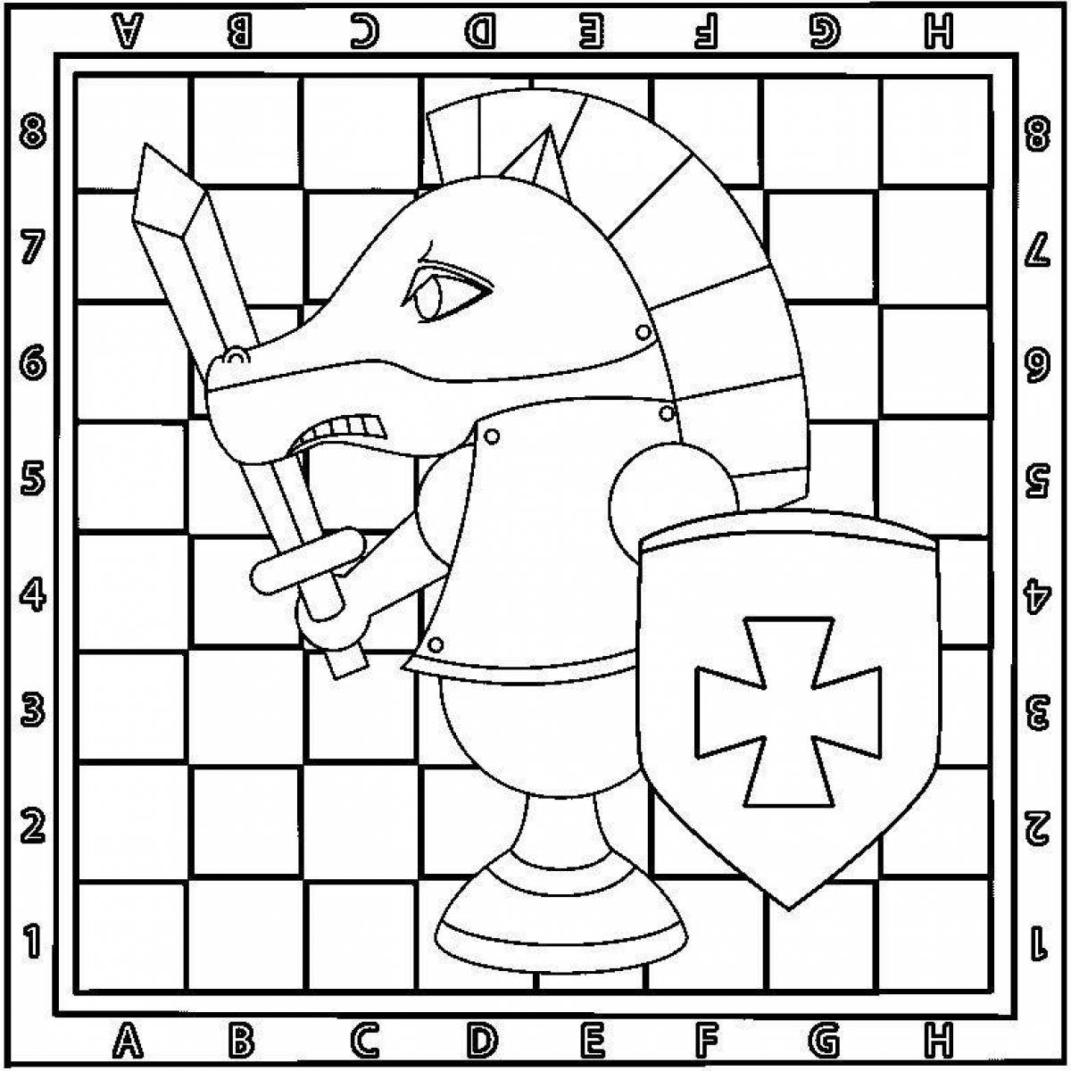 Serene chess coloring page