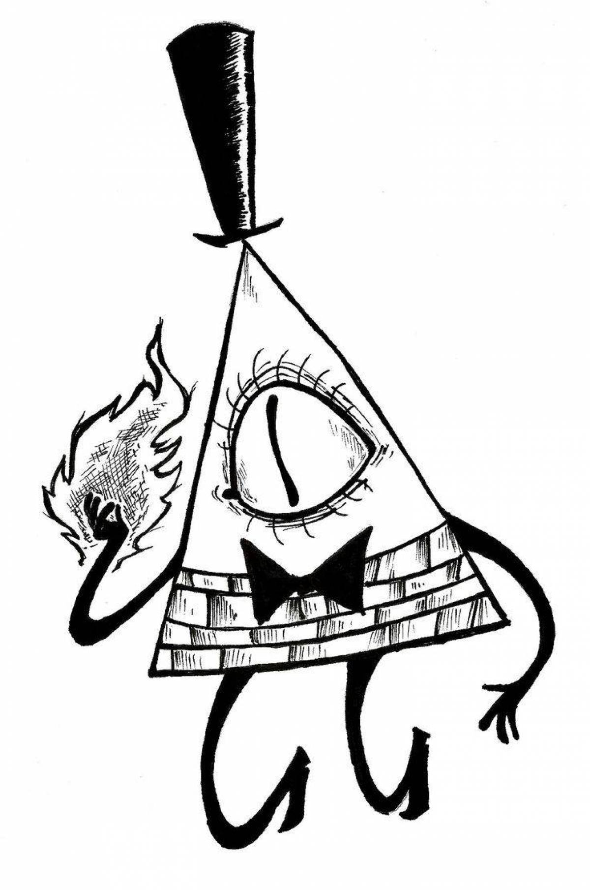 Playful bill cipher coloring page