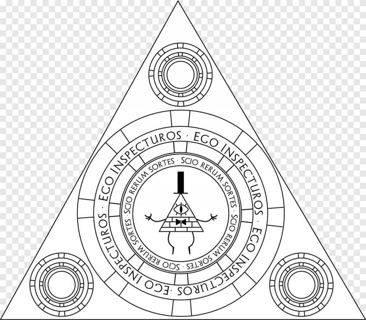 Glowing bill cipher coloring page