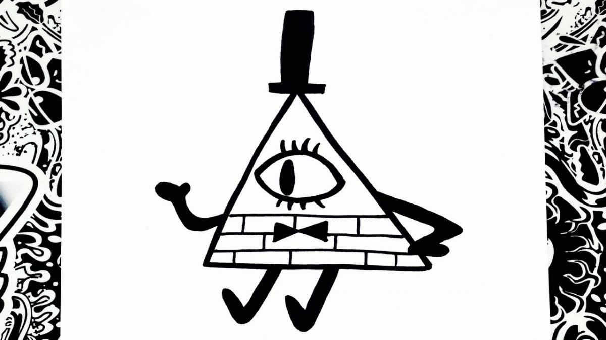 Glittering bill cipher coloring page