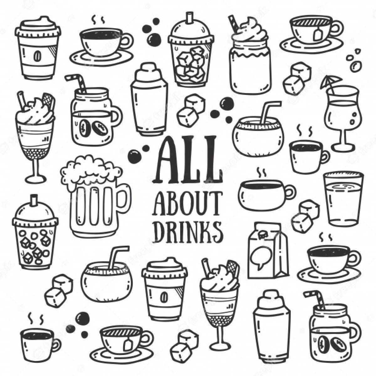 Attractive food and drink coloring book