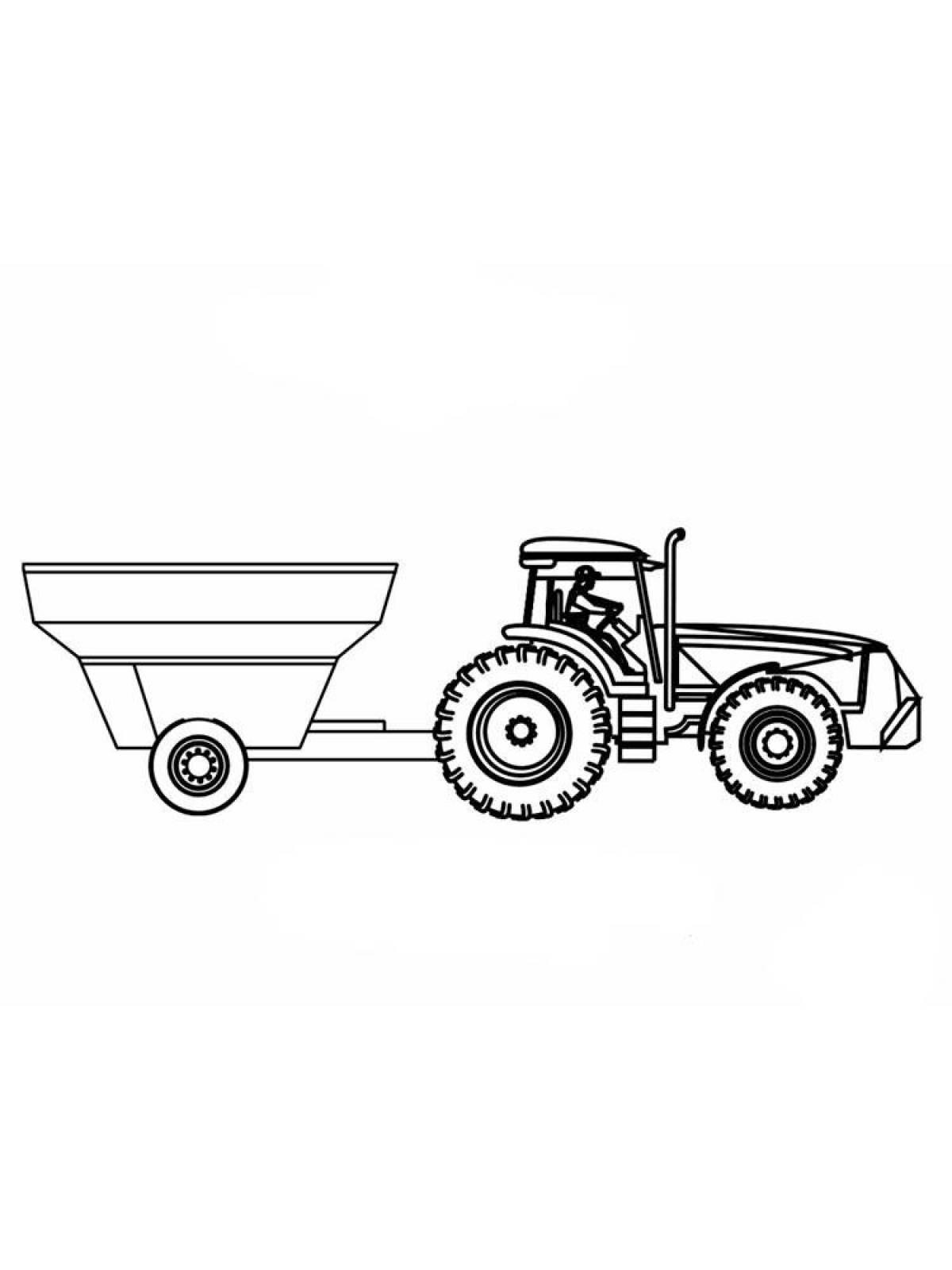 Раскраска «игривый трактор с прицепом»