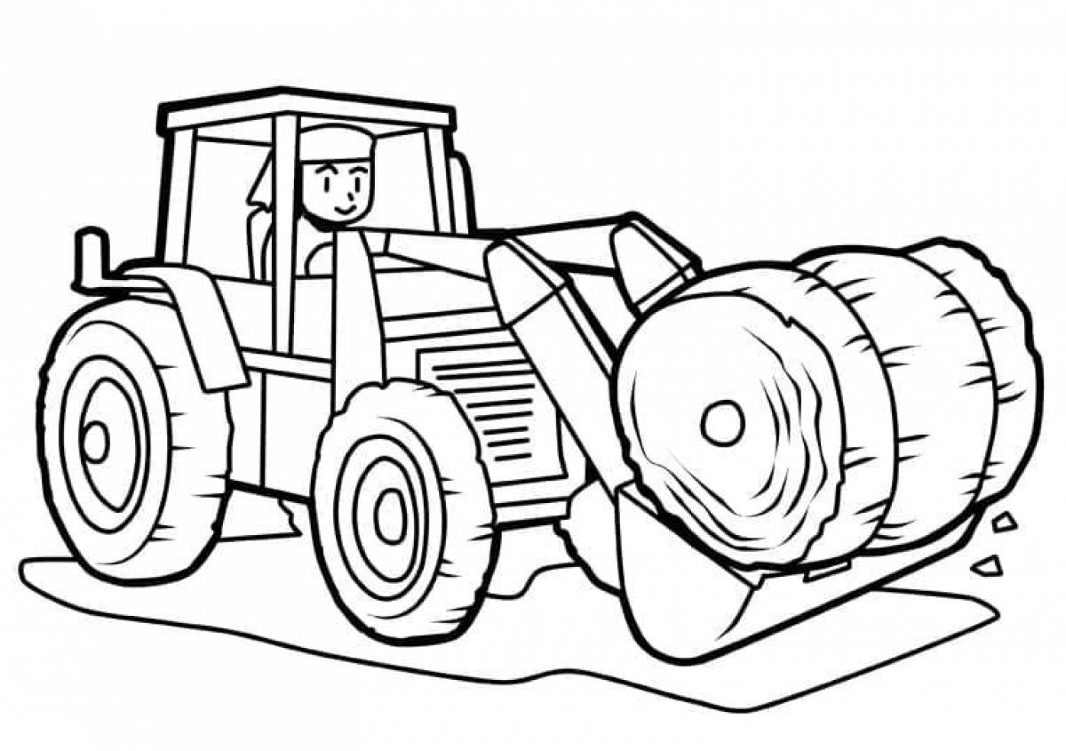 Увлекательный трактор с прицепом раскраска
