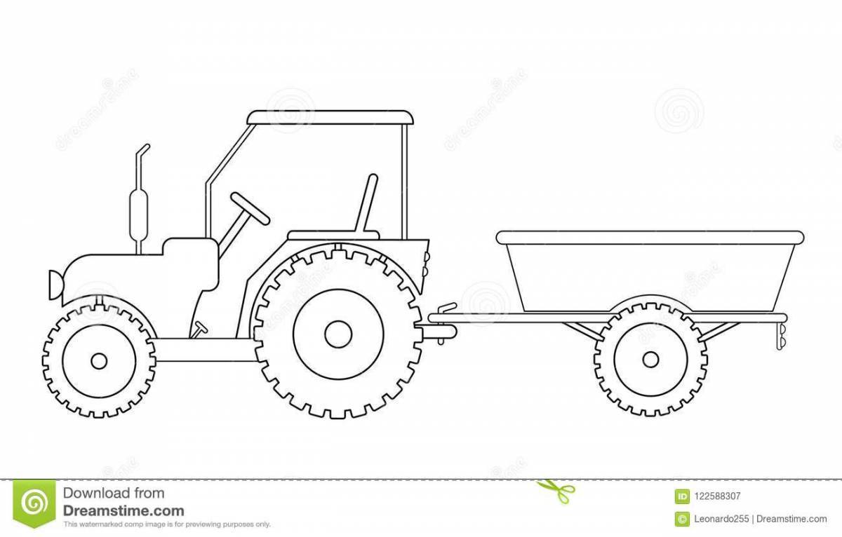 Color a Charming Tractor with Trailer