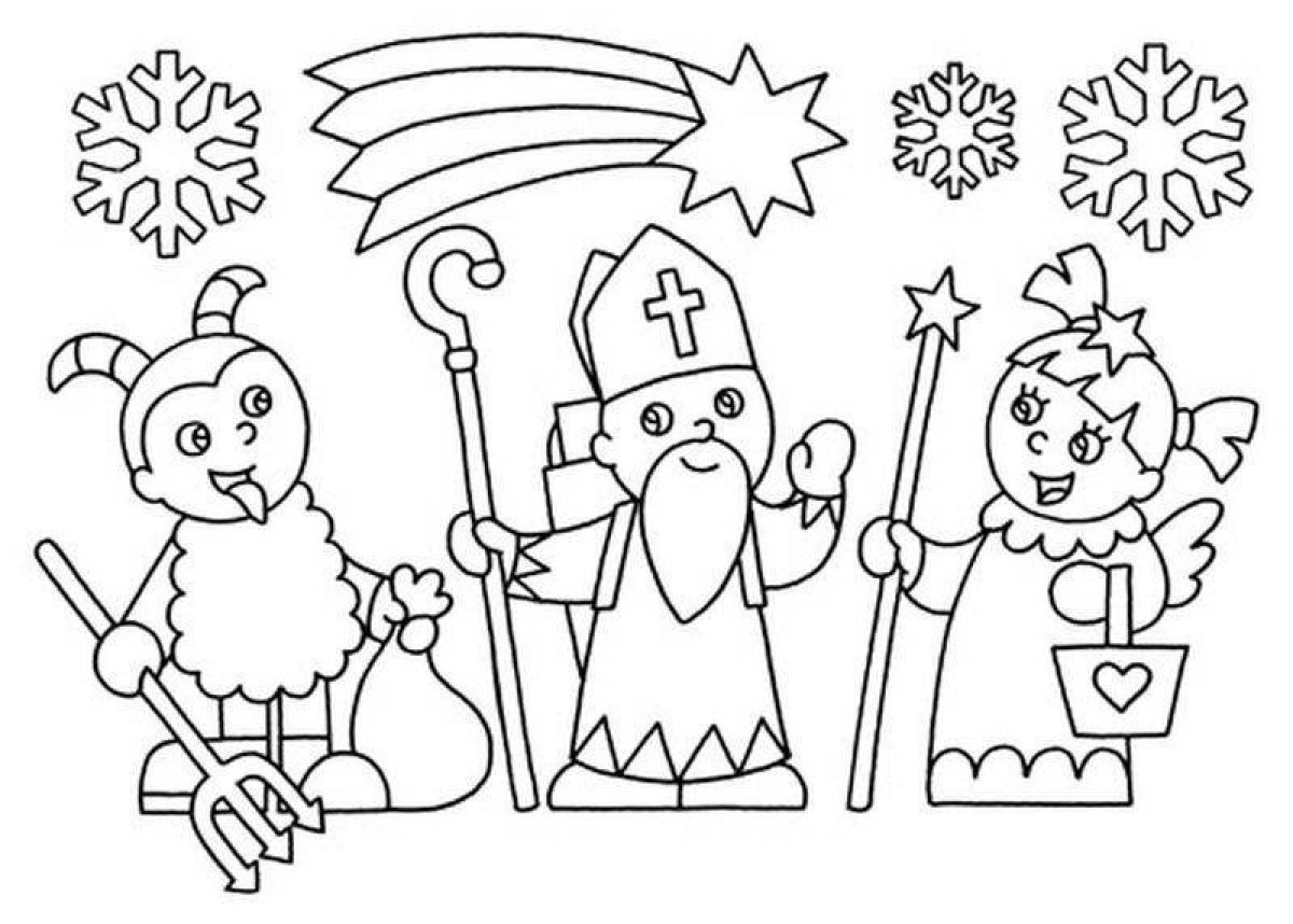 Colorful Christmas carols coloring pages for kids