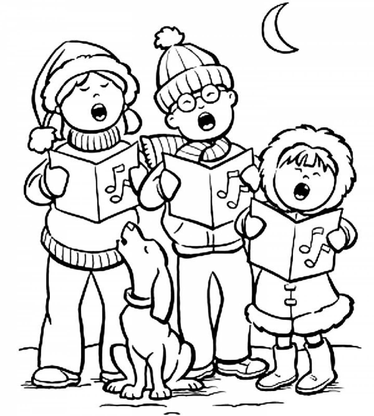 Великолепная раскраска рождественские гимны для детей