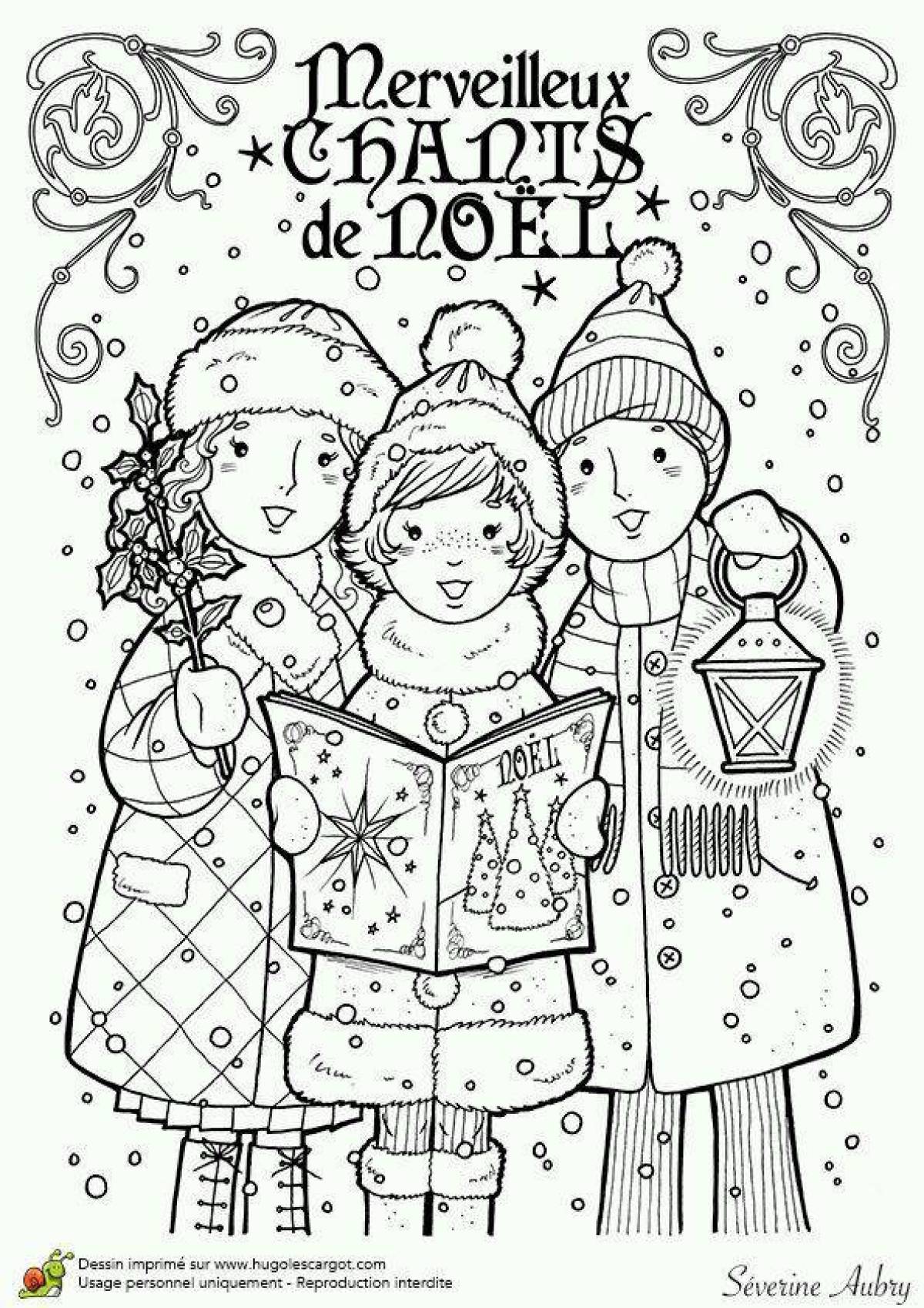 Fun coloring pages of Christmas carols for kids