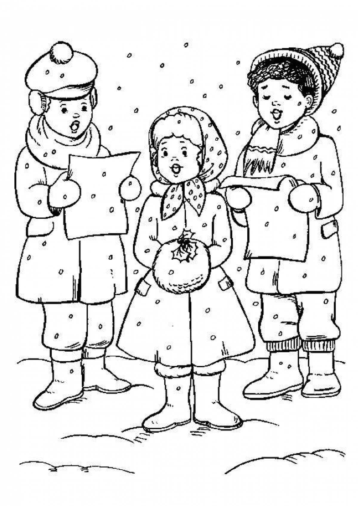 Christmas carols coloring pages for kids