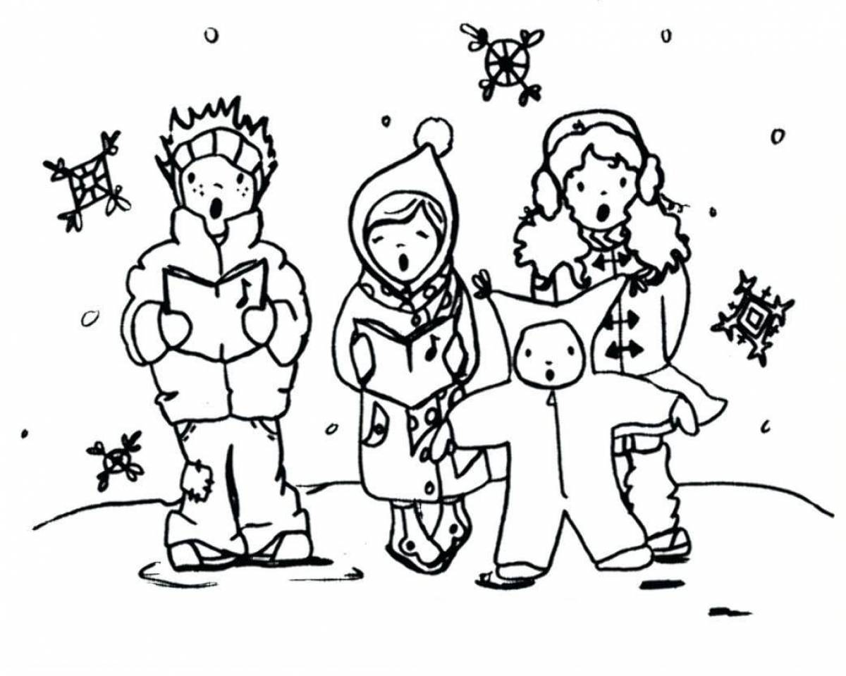 Christmas carols magic coloring book for kids