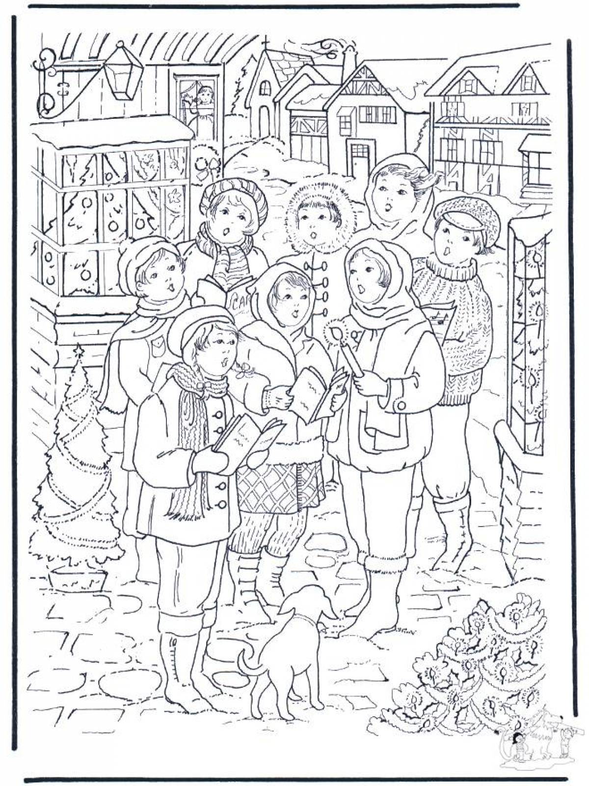 Christmas carol coloring pages for kids
