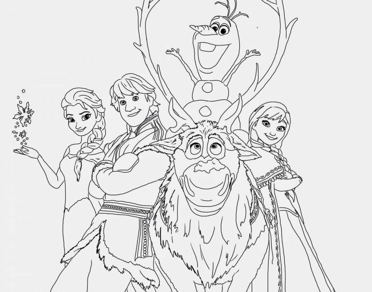 Majestic coloring page elsa and anna frozen
