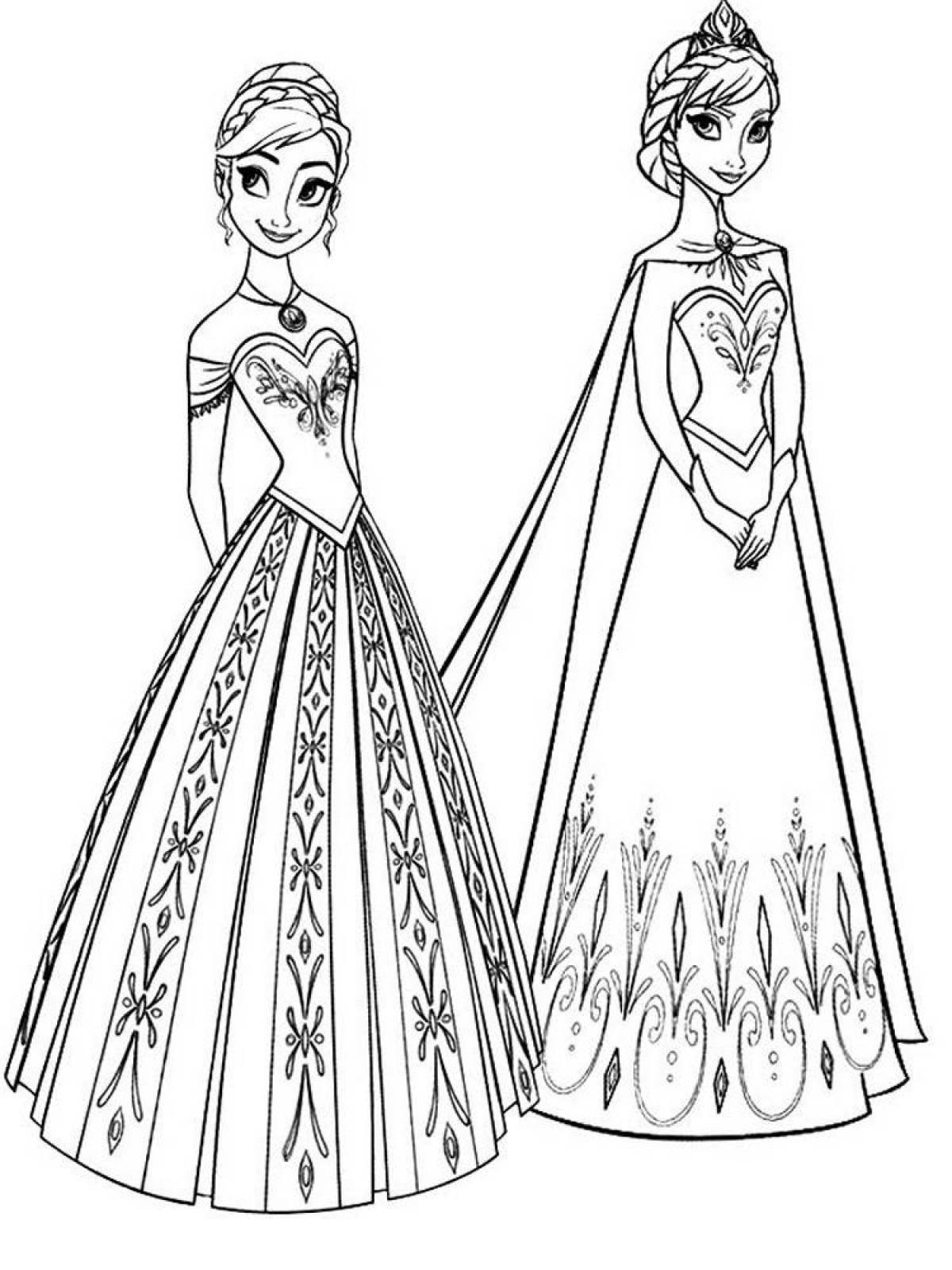 Beautiful coloring elsa and anna frozen