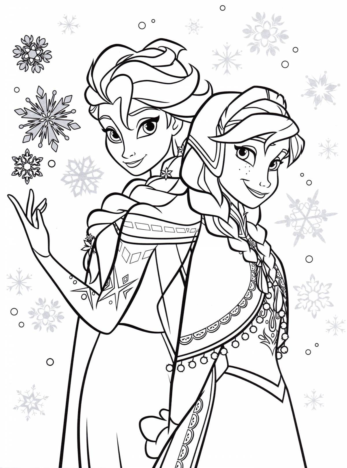 Beautiful coloring elsa and anna frozen