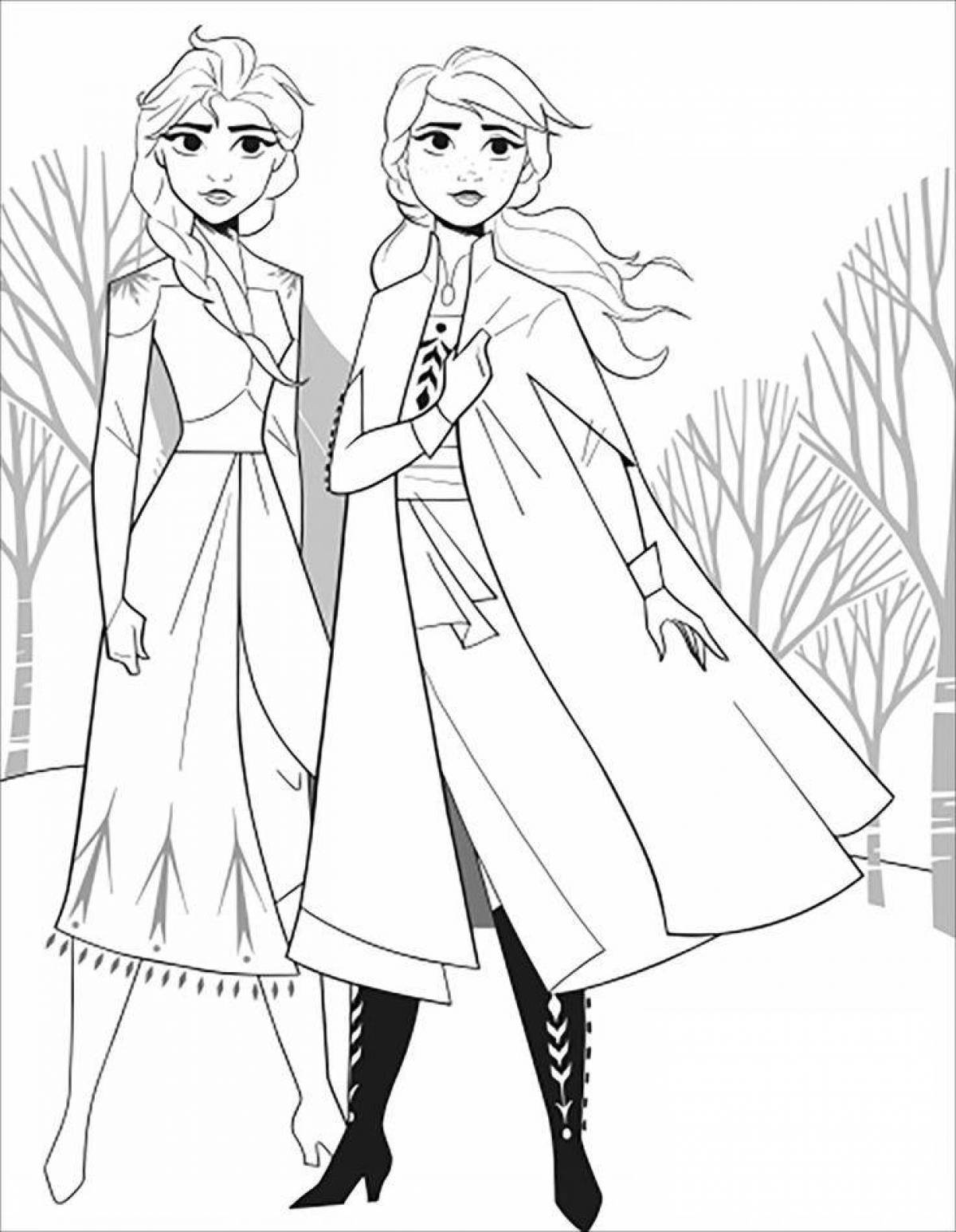 Elsa and anna frozen elegant coloring book