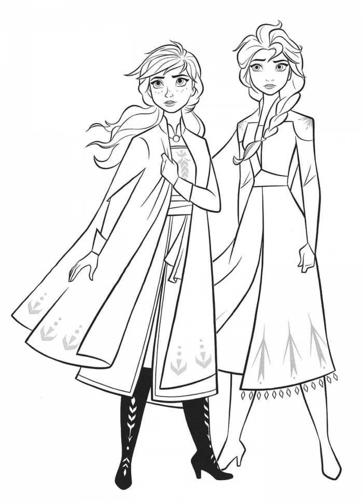 Elsa and anna frozen live coloring