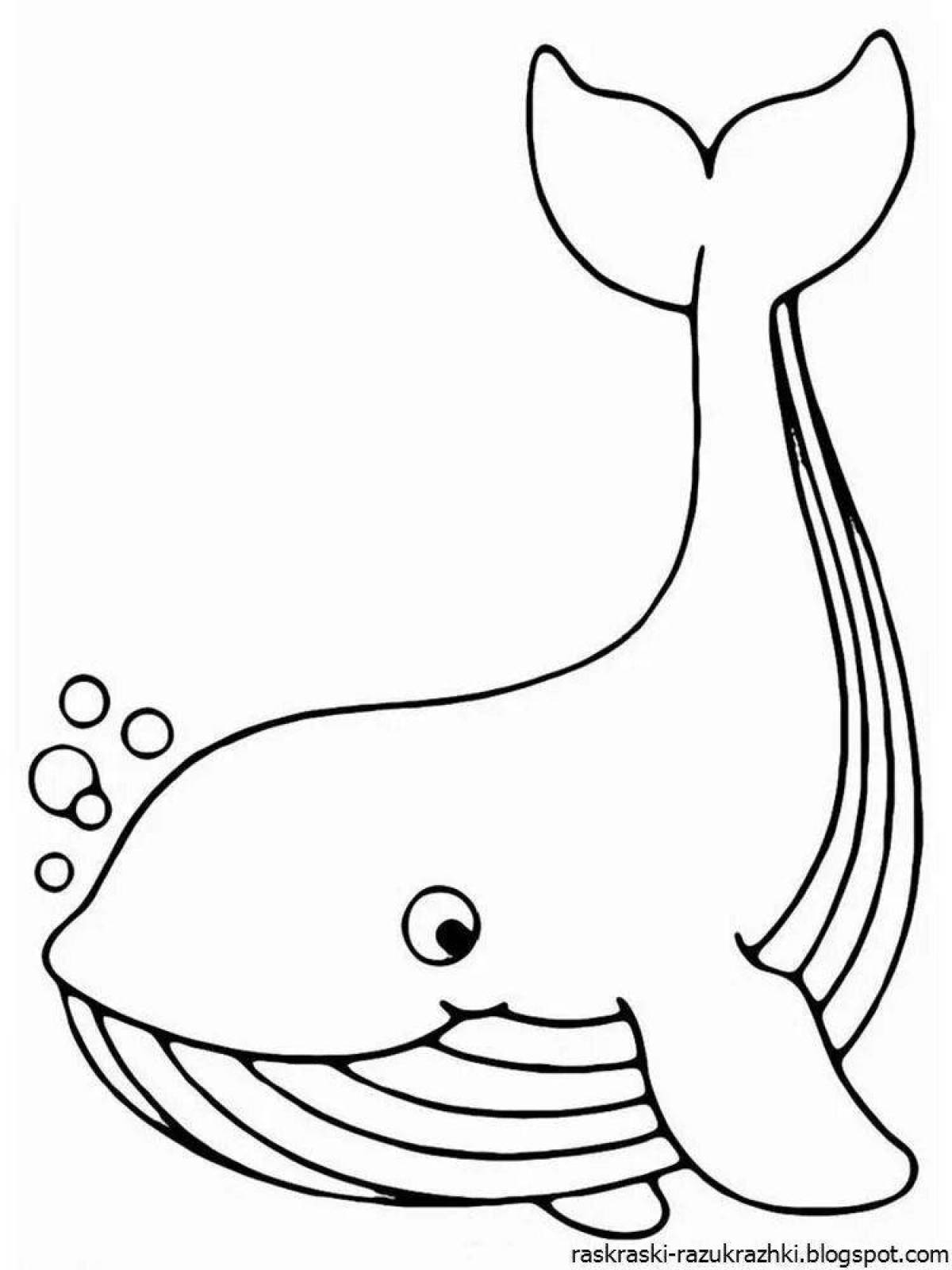 Fun coloring book with whales for kids