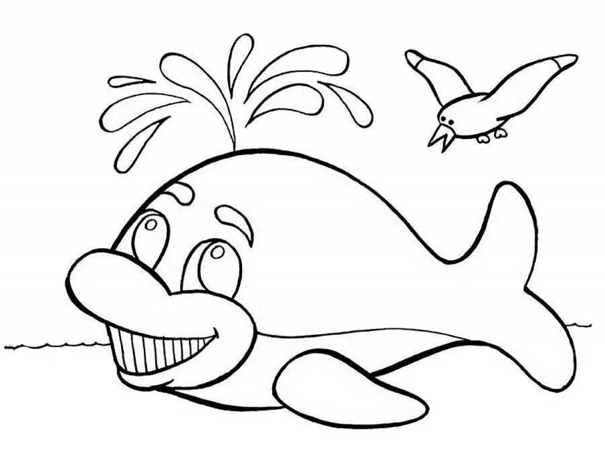 Fun whale coloring for kids
