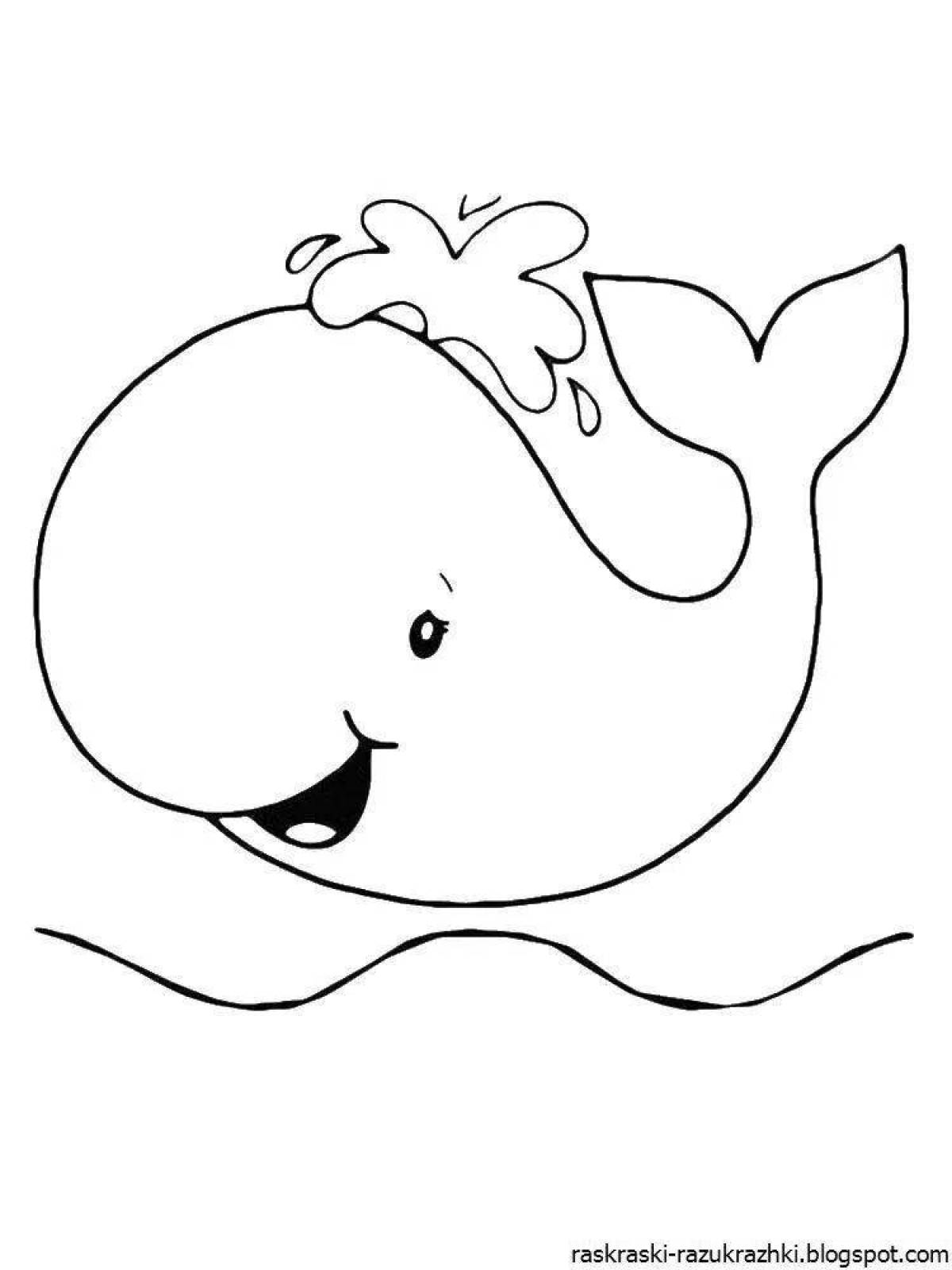 Цветная взрывоопасная страница раскраски китов для детей