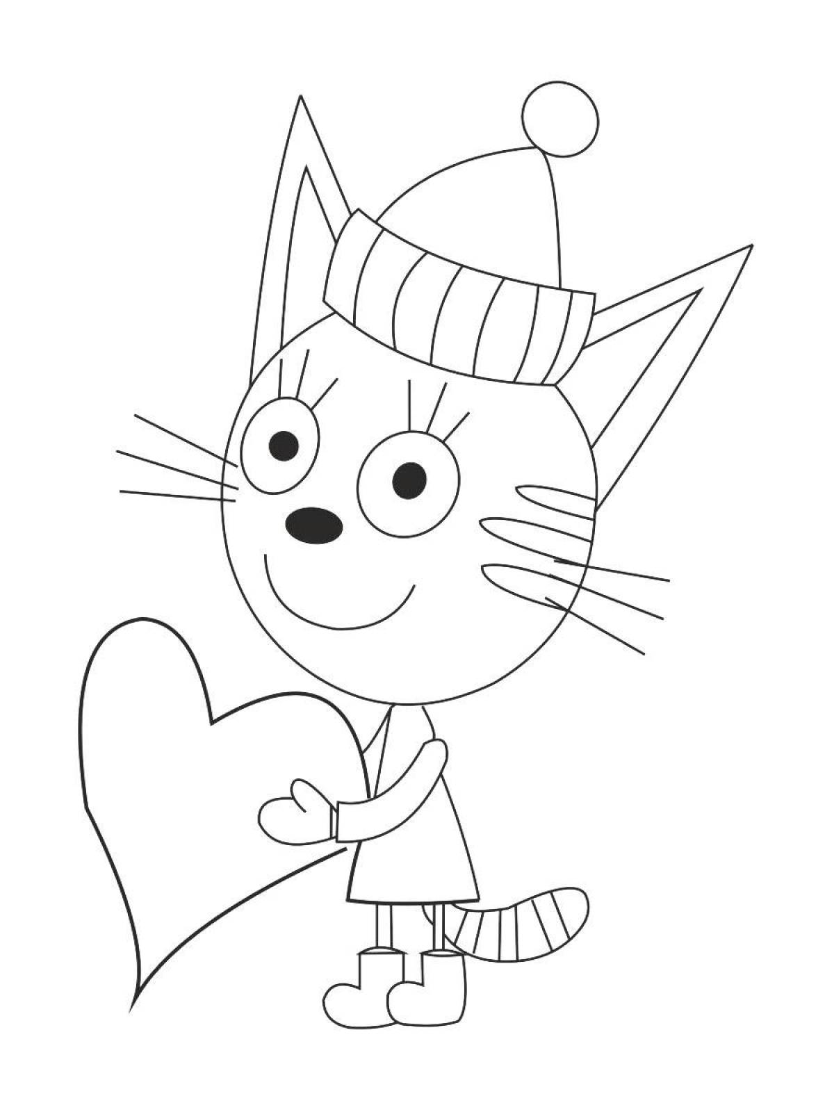 Adorable three cats coloring book for girls