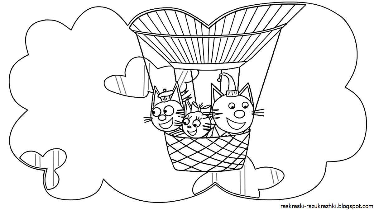 Three cats coloring pages for girls