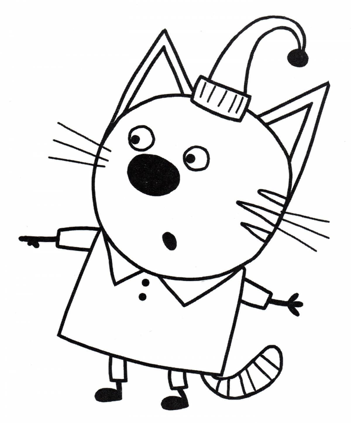 Sparkling three cats coloring pages for girls