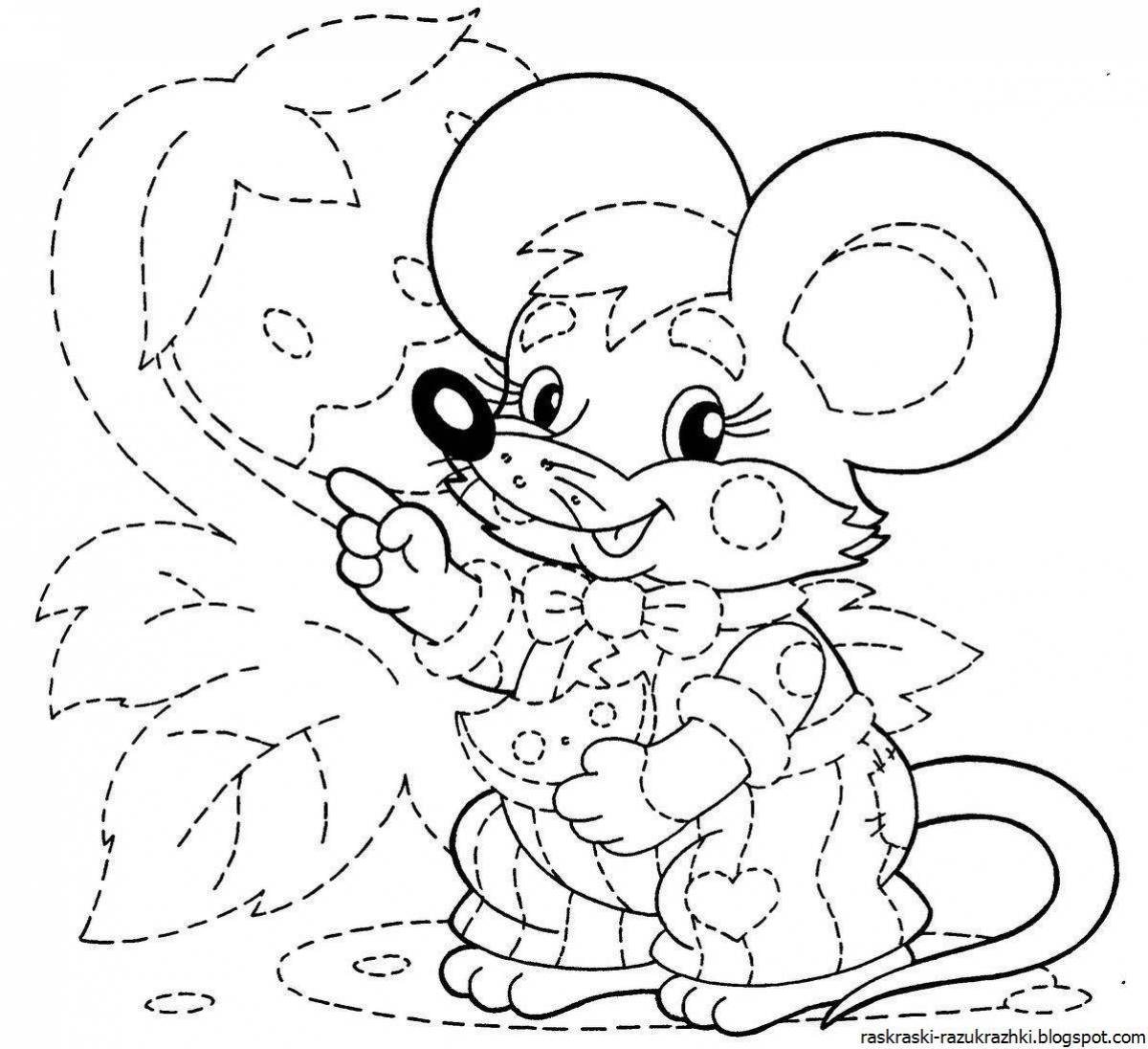Colorful mouse coloring page