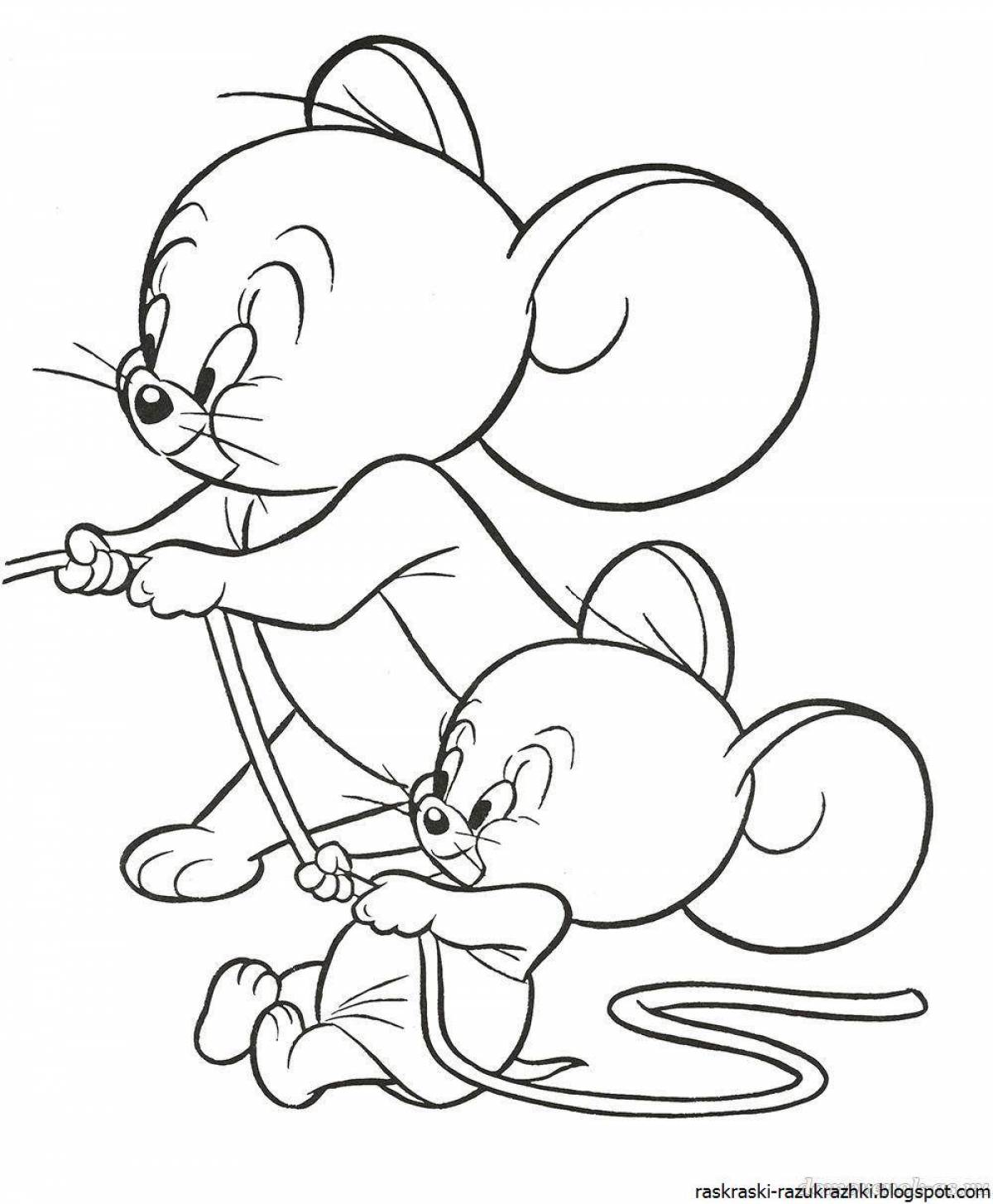 Adorable mouse coloring page