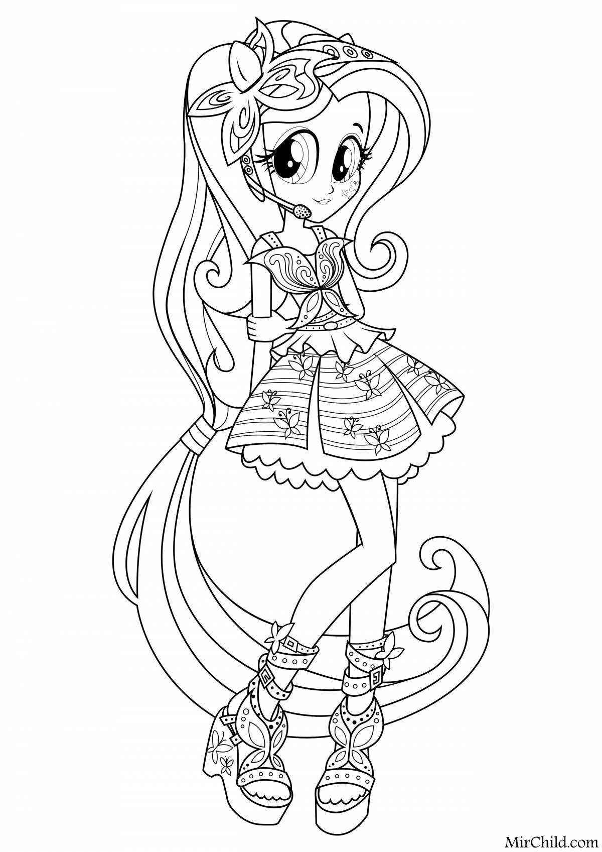 My little pony girls coloring page playful
