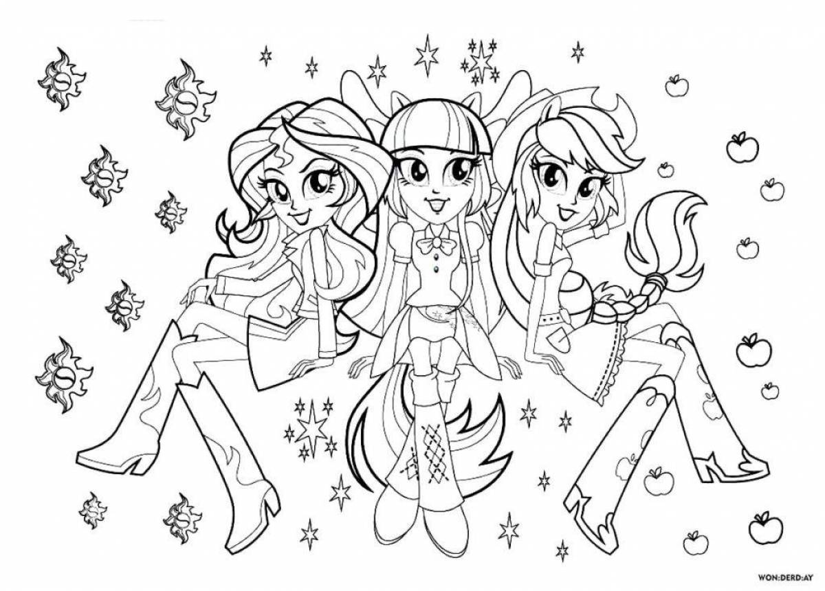 Coloring page dazzling girls from my little pony