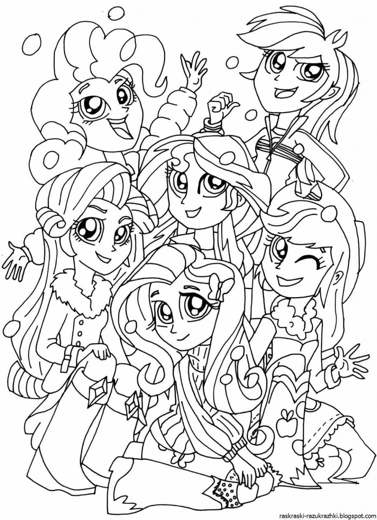 My little pony girls funny coloring pages