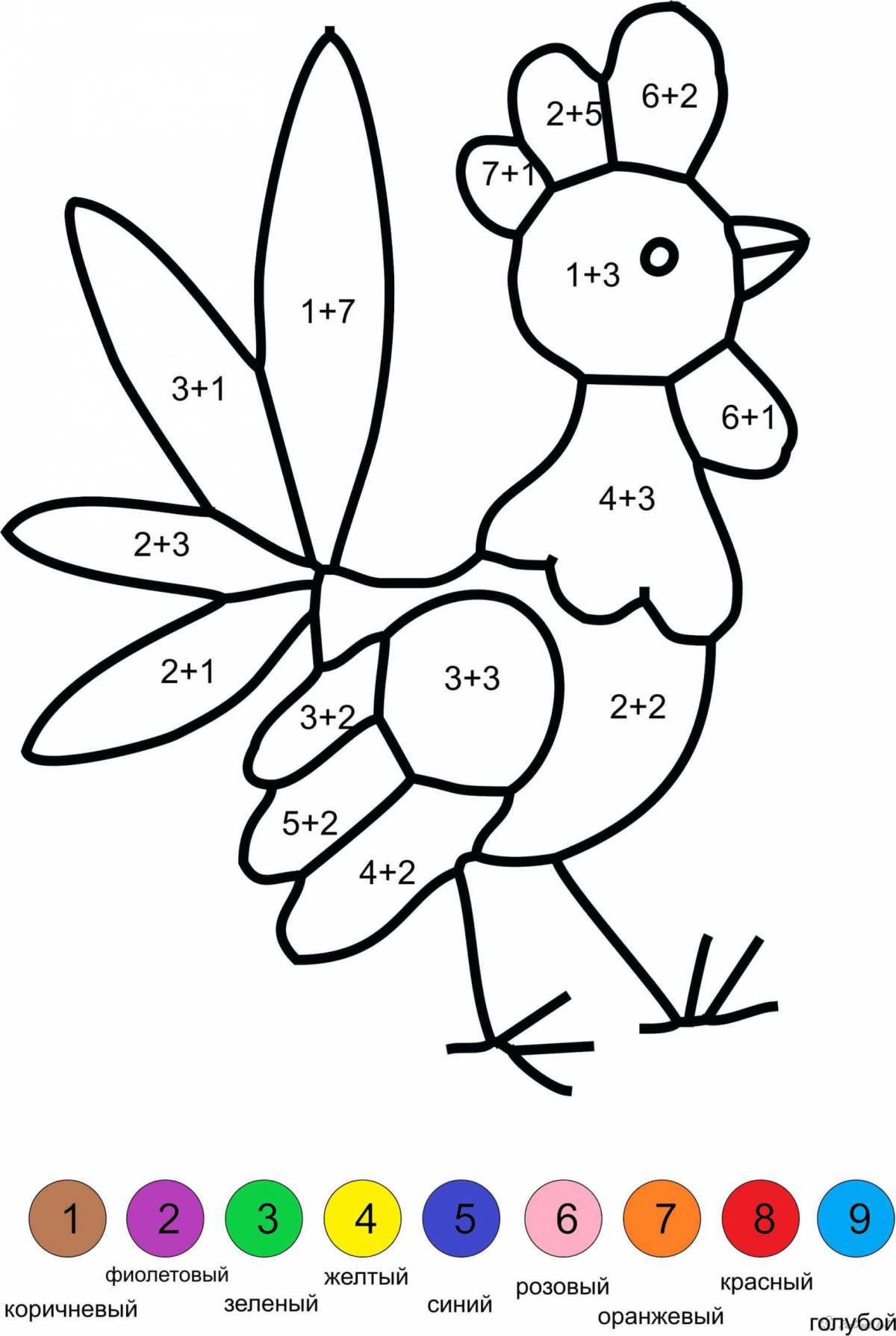 Entertaining coloring up to 10 for 1st grade