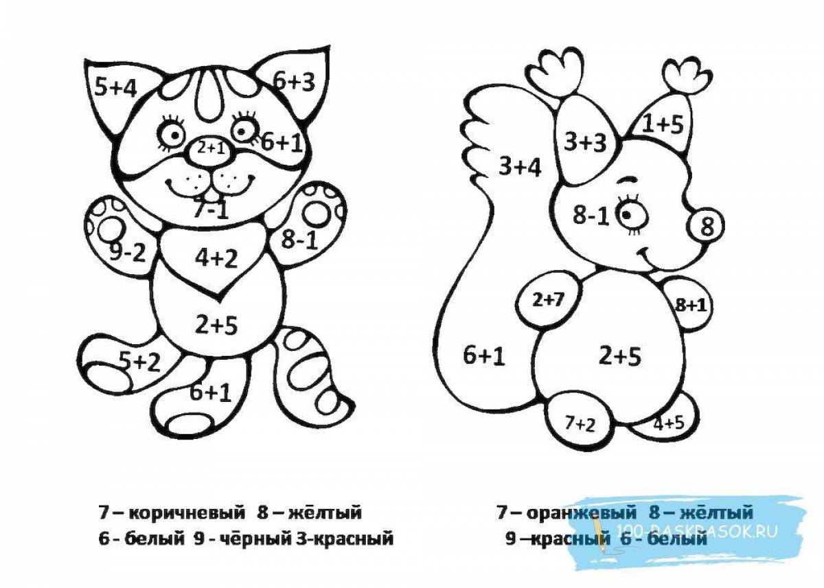 Innovative coloring up to 10 for 1st grade