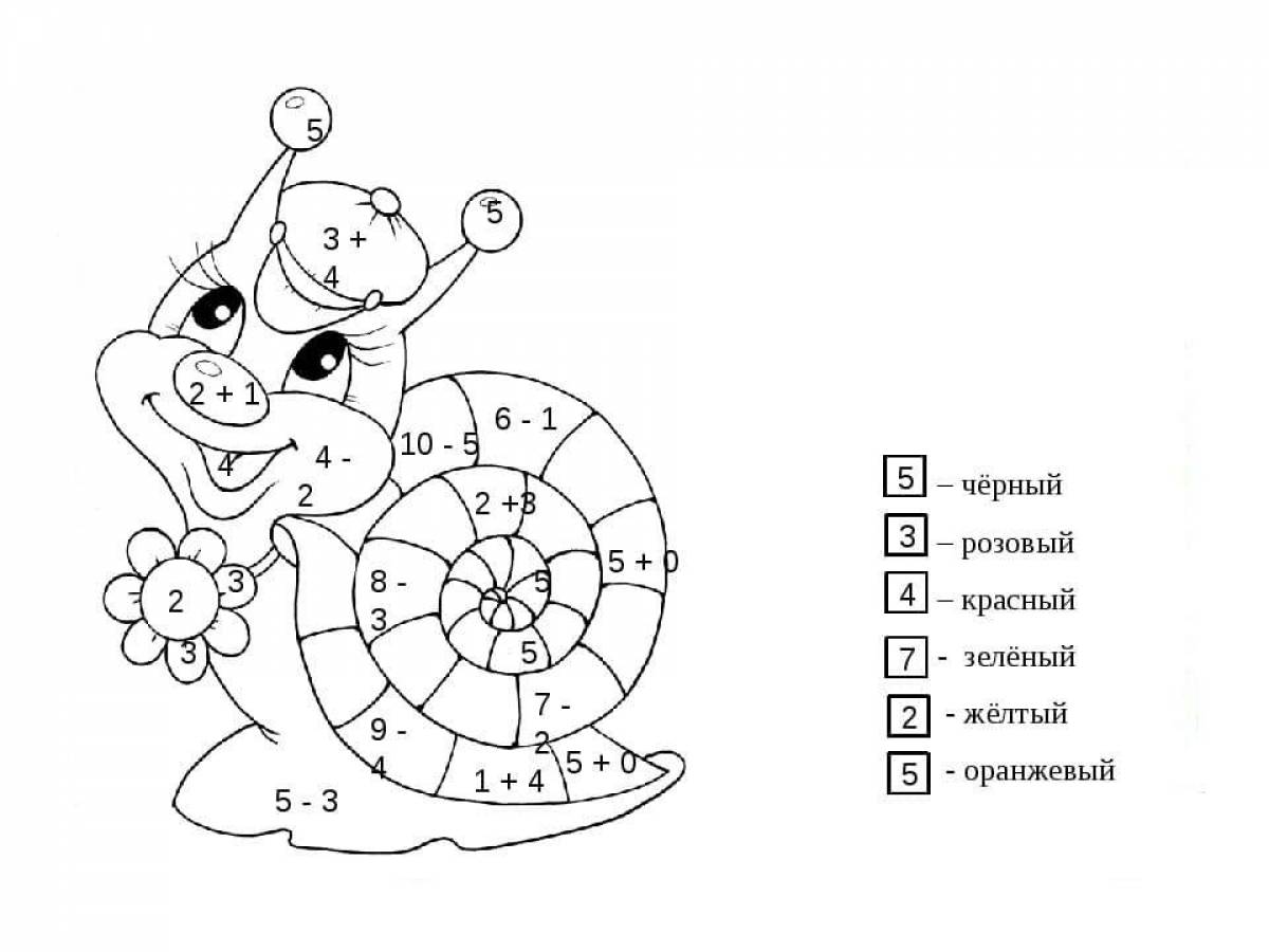 Intensive coloring up to 10 for 1st grade